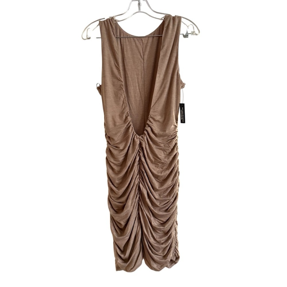 AFRM Calliope Mini Dress Heather Taupe XL Ruched Bodycon - Picture 5 of 7